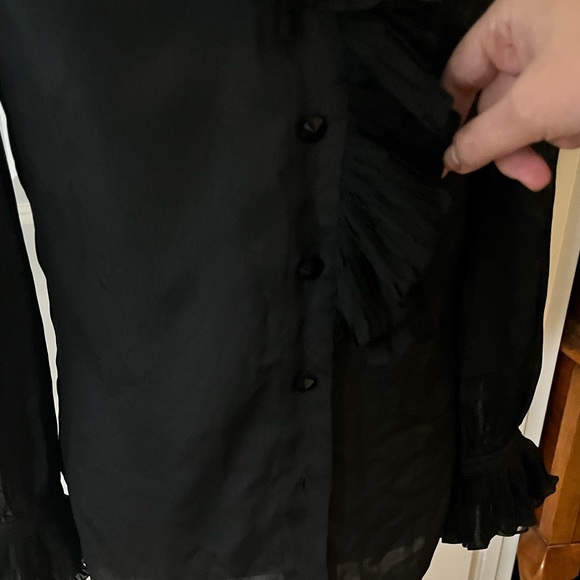 Escada 100% Silk Body Ruffle Blouse Top Size 34/ US 4 - Picture 6 of 14